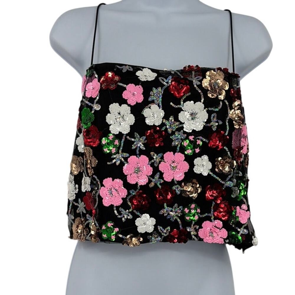 Evolutionary Y2K Floral Sequin Crop Top Sz XL New Party Clubcore Coquette